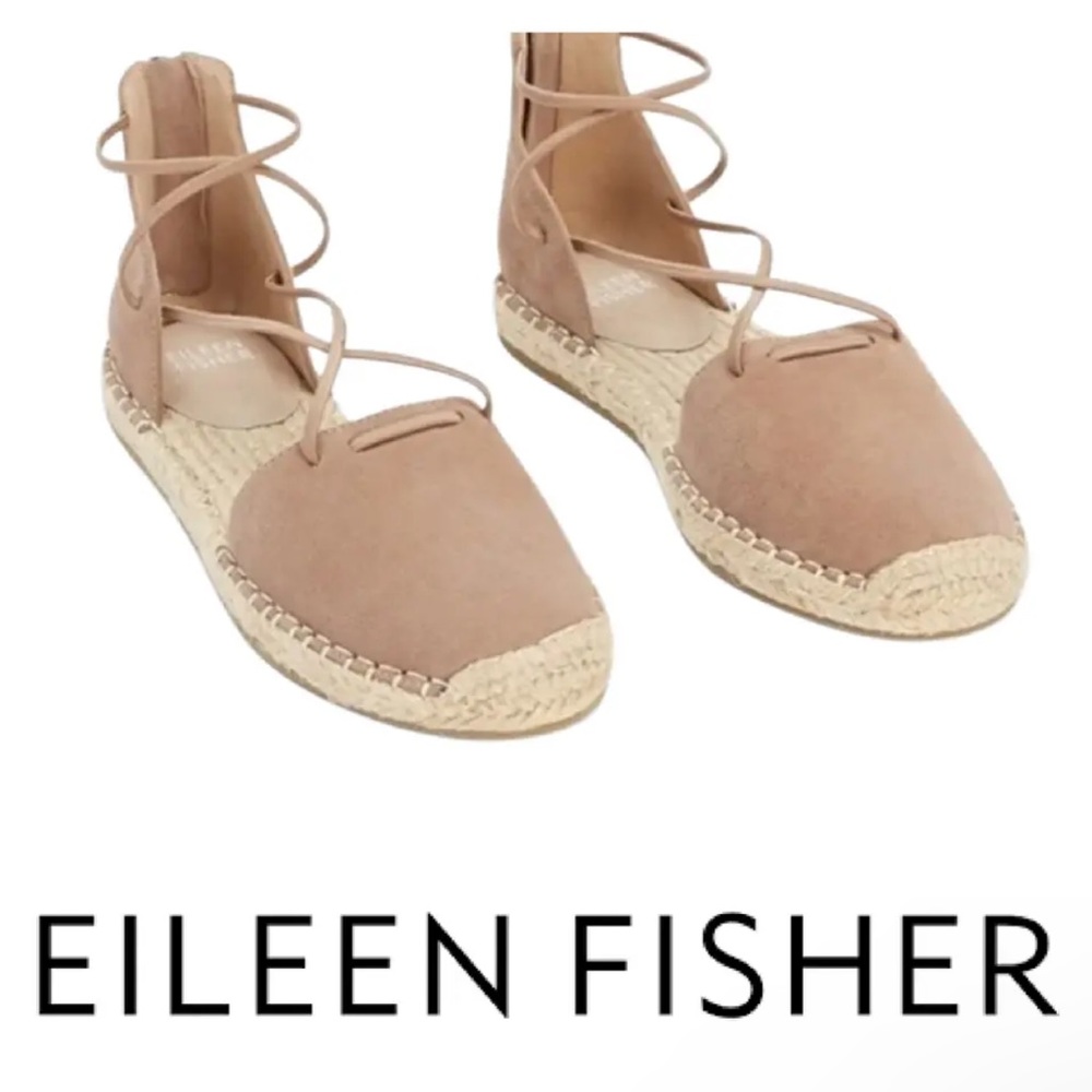 EILEEN FISHER Lee Perforated
Suede Flat Espadrilles Barley size 6.5